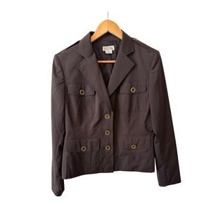 MICHAEL Michael Kors Sport Blazer Size 12 Brown‎ Pockets Buttons